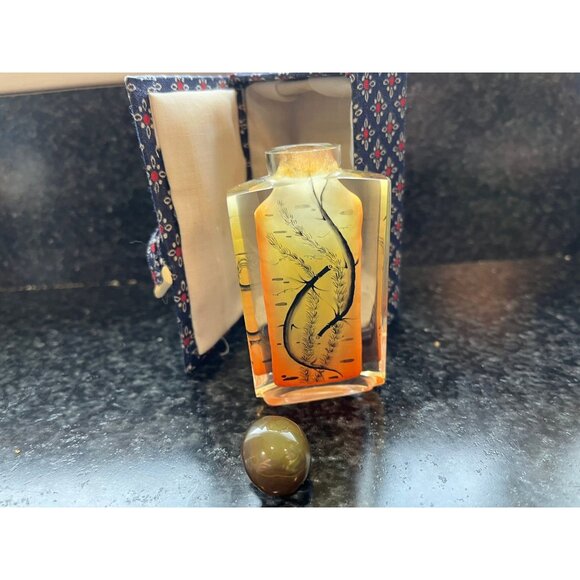 Vtg Double Sided Reverse Glass Painting Chinese Snuff Bottle Glass Signed - Picture 4 of 10